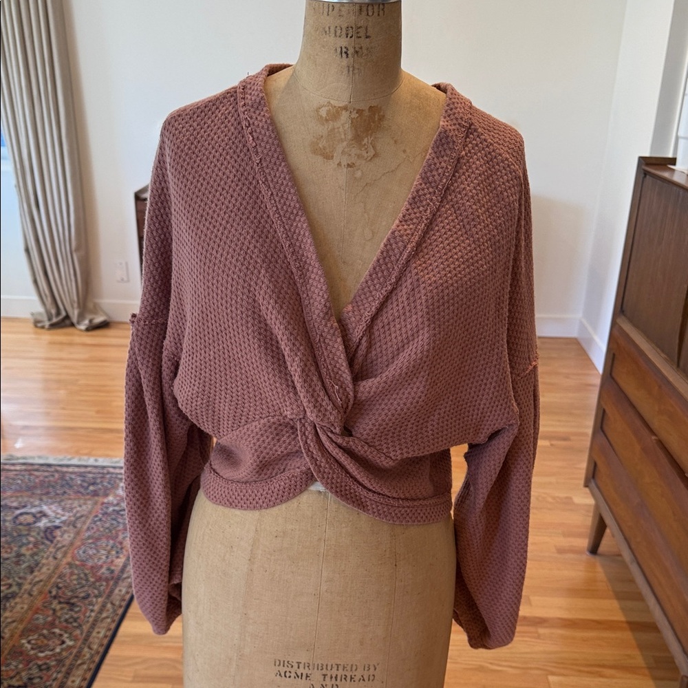 Free People Knotted Mauve Top